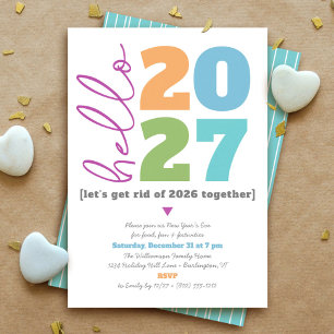 Invitación Hola Año Nuevo Tipo Moderno y Negrita Personalizad