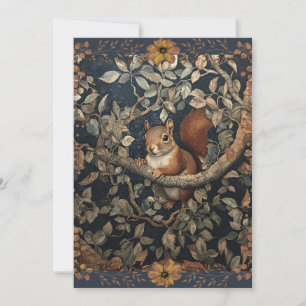 Invitación Hola, ardilla roja en un árbol