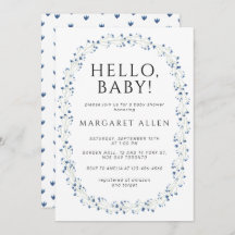 Hola Baby Blue Wildflower Baby Shower Botánico