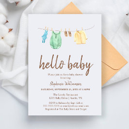 Invitación Hola Baby Boho Clothes Line Baby Shower Invita