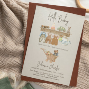 Invitación Hola Baby Boho Nursery Cute Neutral Baby Shower