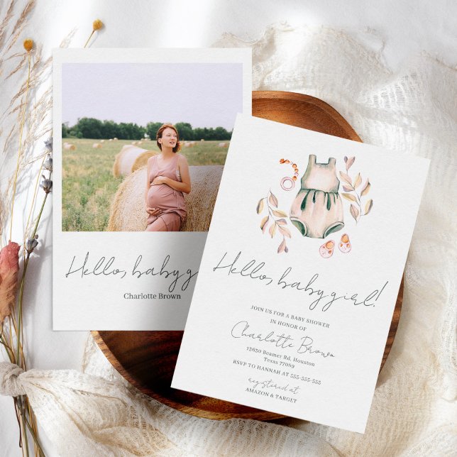 Invitación Hola Baby Boho Watercolor Chica Baby Shower (Subido por el creador)