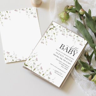 Invitación Hola Baby Boho Wildflower Floral Baby Shower