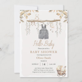 Invitación Hola Baby Boy Clothes Nursery Boho Baby Shower