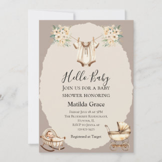 Invitación Hola, Baby Cute Neutral