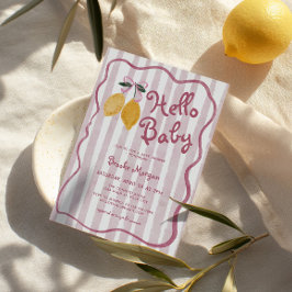 Invitación Hola Baby Lemon Bows Chica Baby Shower