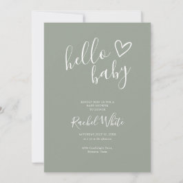 Invitación Hola Baby Shower Neutral Sage Green QR Code