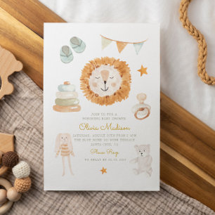 Invitación Hola Baby Watercolor Clothes & Toys Baby Shower