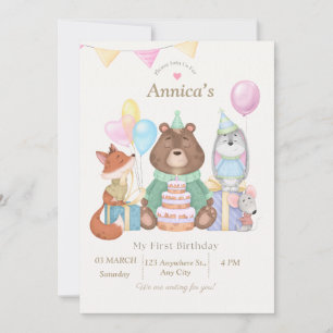 Invitación Hola Bebé Bienvenida al Bebé con Animales Adorab
