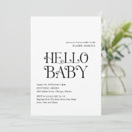 Invitación Hola bebé Black White Modern Baby Shower