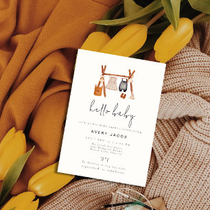 Invitación Hola, bebé   Boho Clothes Baby Shower