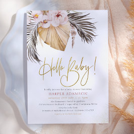 Invitación Hola Bebé | Boho Pampas Grass & Palma Tropical