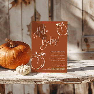 Invitación Hola Bebé Calabaza Terracotta Bohemias Baby Shower