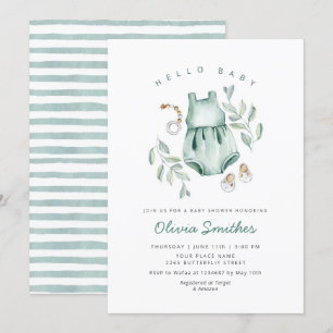 Invitación Hola, bebé Chica Cute Boho Clothes Baby Shower