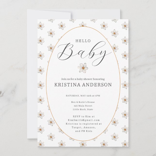 Invitación Hola Bebé Daffodil de Primavera Baby Shower  (Anverso)