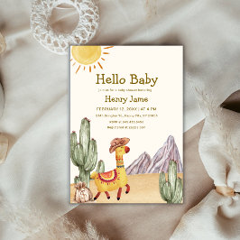 Invitación Hola Bebé Deert Cactus Llama Cowboy Baby Shower