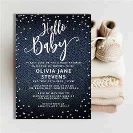 Invitación Hola bebé Denim Diamonds Neutral Baby Shower