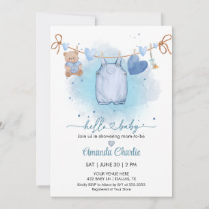 Invitación Hola bebé día de San Valentín Baby Shower Niño