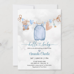 Invitación Hola bebé el día de San Valentín Blue Boy ducha de