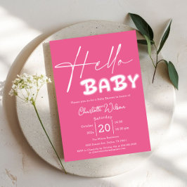 Invitación Hola Bebé Elegant Dark Pink Baby Shower