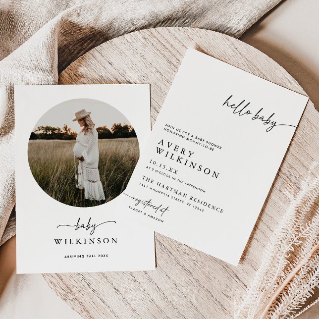 Invitación Hola bebé Minimalista Boho Photo Baby Shower (Subido por el creador)