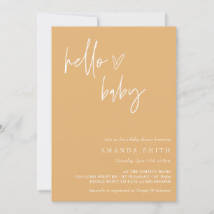 Invitación Hola bebé Minimalista Mustard Boho Baby Shower Inv