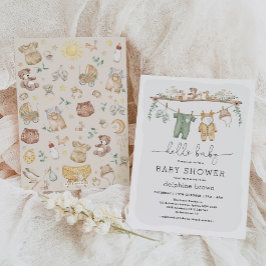 Invitación Hola Bebé Moderno Boho Ropa de bebé Ducha Neutral