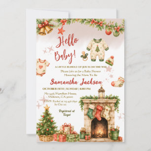 Invitación Hola Bebé Navidad invierno fiesta de bebé