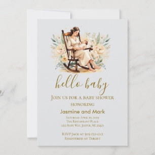 Invitación Hola Bebé Neutral Mama y Bebé