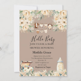 Invitación Hola Bebé Neutral Todo Beige