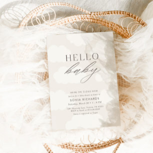 Invitación Hola, bebé   Nueve géneros nubosos de Baby Shower 