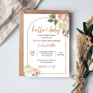 Invitación Hola bebé otoño Harvest Pumpkin Baby Shower