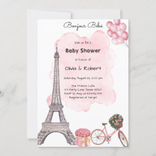 Invitación Hola Bebé París Baby Shower Francés Parisino