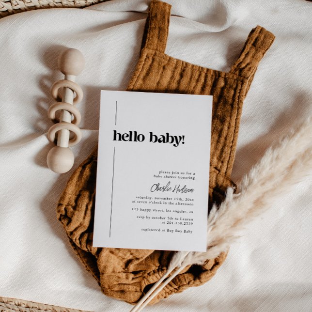 Invitación Hola bebé Retro Minimalista Baby Shower (Subido por el creador)