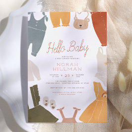Invitación Hola Bebé | Ropa Boho Monada para Niña Baby Shower