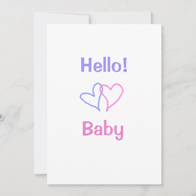 Invitación Hola bebé rosa púrpura corazón acuarela boho (Anverso)