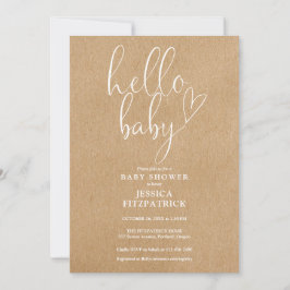 Invitación Hola Bebé Rustic Kraft Todo En Un Baby Shower