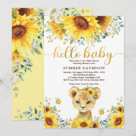 Invitación Hola Bebé Sunflower Lion Cub Ducha Jungle