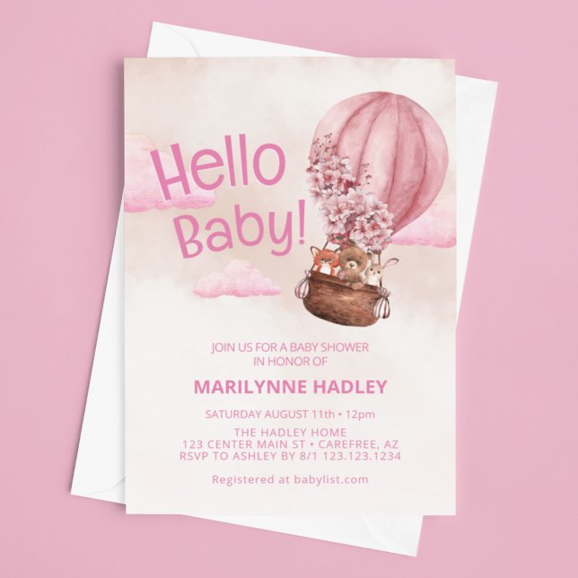 Invitación Hola bebé Teddy Bear ducha rosa (Subido por el creador)