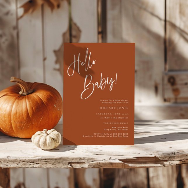 Invitación Hola bebé Terracotta Bohemian Baby Shower (Subido por el creador)