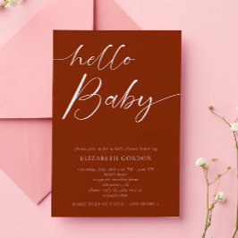 Invitación Hola Boho neutral de cobre Minimalista de Baby Sho