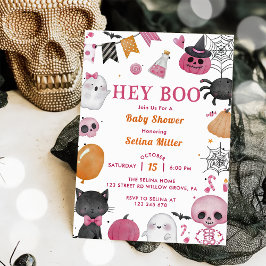 Invitación ¡Hola Boo! Fiesta de Bebé de Halloween Rosa