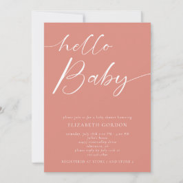 Invitación Hola Chica rosa Minimalista de Baby Shower Boho