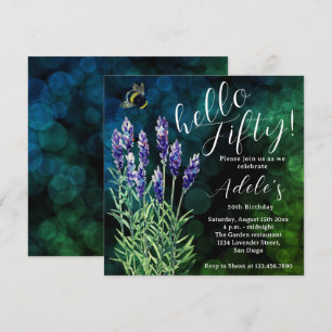 Invitación Hola cincuenta, 50 cumpleaños Lavender acuarela