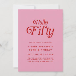 Invitación Hola Cincuenta Años Modernos Retro 50