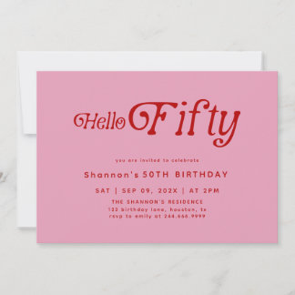 Invitación Hola Cincuenta Años Modernos Retro 50