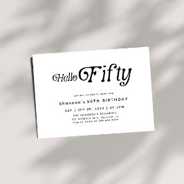 Invitación Hola Cincuenta Años Modernos Retro 50