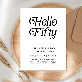 Invitación Hola Cincuenta Años Modernos Retro 50