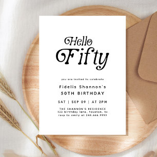 Invitación Hola Cincuenta Años Modernos Retro 50