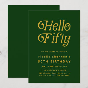 Invitación Hola Cincuenta Años Modernos Retro 50